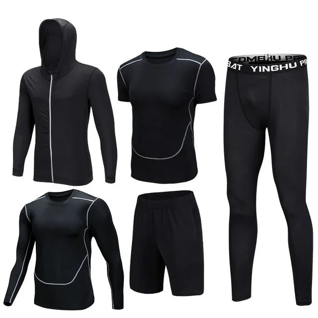 Men's Compression Sportswear Suits Gym Tights Training Clothes Workout Jogging Sports Set Running Tracksuit Quick Dry Plus Size