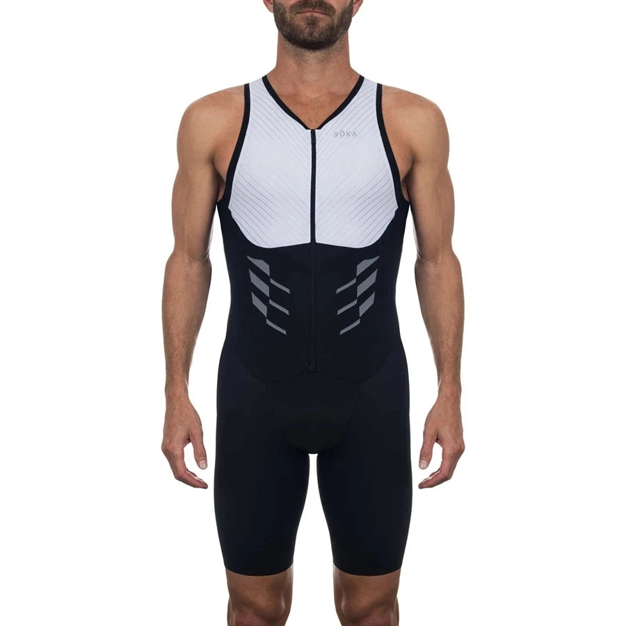 Roka USA Team Triathlon Race Suit Cycling Skinsuit Mans Sleeveless Swimwear Bike Jersey Ropa Ciclismo Bicycle Clothes Jumpsuit