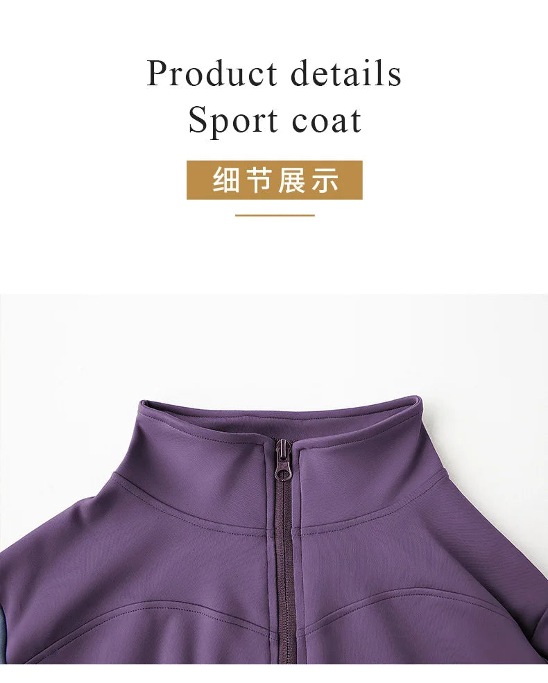 Women Sport Jackets Zipper Yoga Coat Tops Thumb Hole Running Shirt Sportwear Girl Thin Quick Dry High Elastic Gym Fitness Jacket