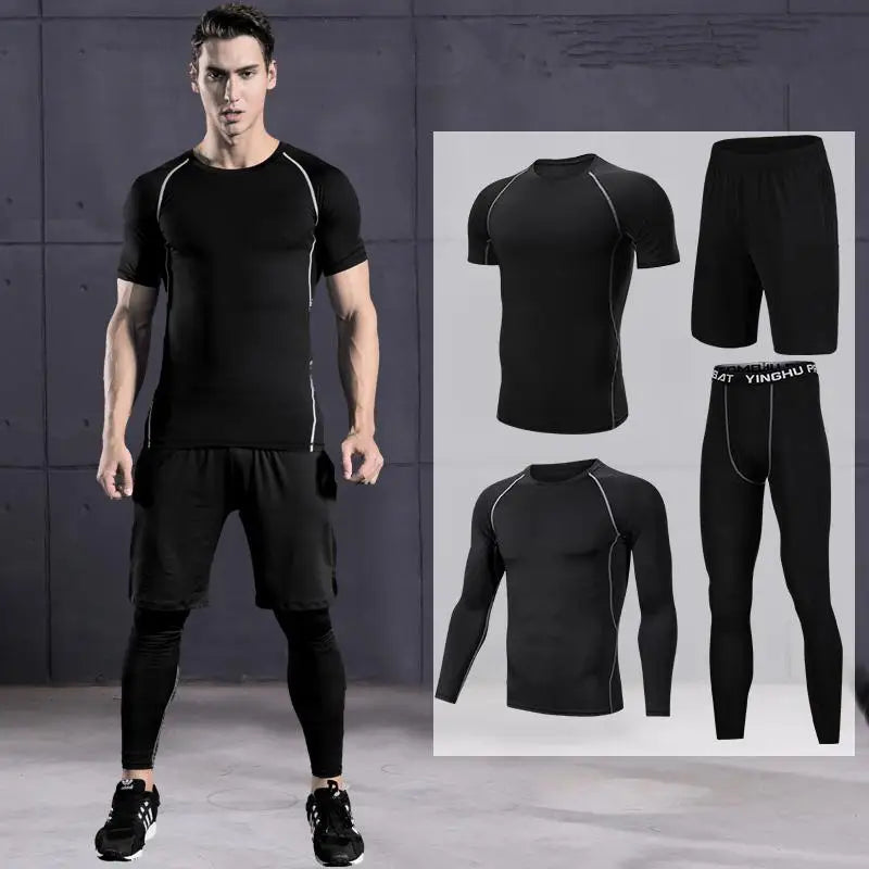 Men's Compression Sportswear Suits Gym Tights Training Clothes Workout Jogging Sports Set Running Tracksuit Quick Dry Plus Size