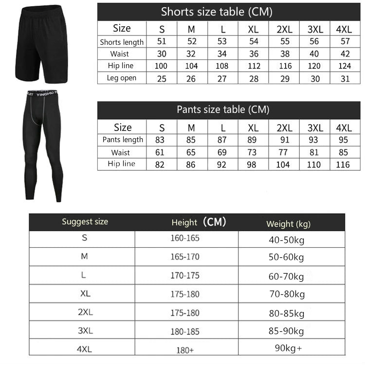 Men's Compression Sportswear Suits Gym Tights Training Clothes Workout Jogging Sports Set Running Tracksuit Quick Dry Plus Size