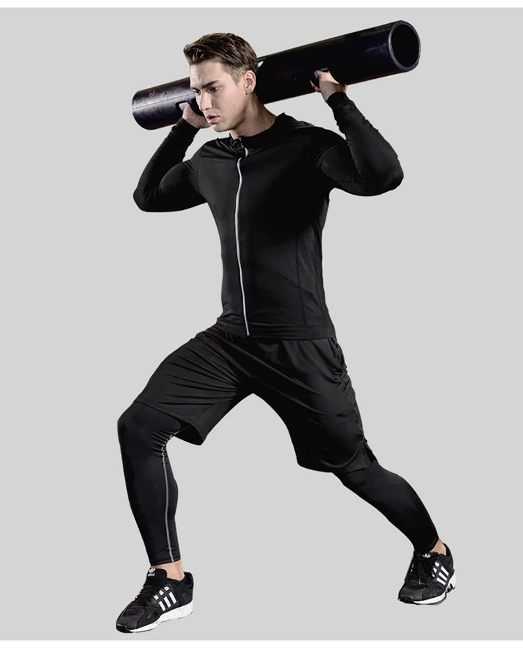 Men's Compression Sportswear Suits Gym Tights Training Clothes Workout Jogging Sports Set Running Tracksuit Quick Dry Plus Size