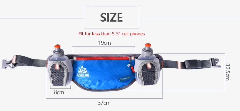 AONIJIE E882 Marathon Jogging Cycling Running Hydration Belt Waist Bag Pouch Fanny Pack Phone Holder with 170ml Water Bottles