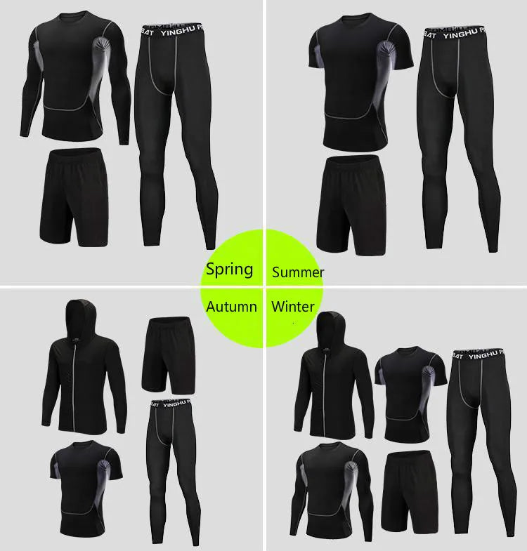 Men's Compression Sportswear Suits Gym Tights Training Clothes Workout Jogging Sports Set Running Tracksuit Quick Dry Plus Size