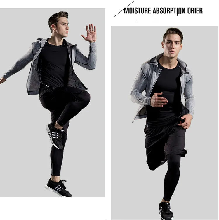 Men's Compression Sportswear Suits Gym Tights Training Clothes Workout Jogging Sports Set Running Tracksuit Quick Dry Plus Size