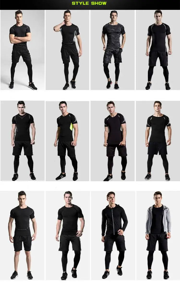 Men's Compression Sportswear Suits Gym Tights Training Clothes Workout Jogging Sports Set Running Tracksuit Quick Dry Plus Size