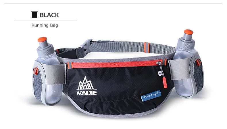 AONIJIE E882 Marathon Jogging Cycling Running Hydration Belt Waist Bag Pouch Fanny Pack Phone Holder with 170ml Water Bottles