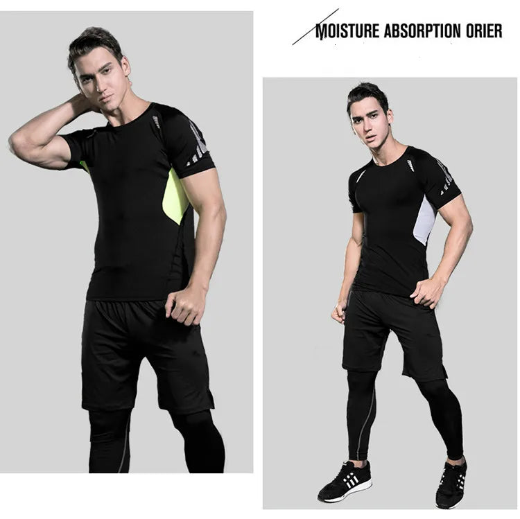 Men's Compression Sportswear Suits Gym Tights Training Clothes Workout Jogging Sports Set Running Tracksuit Quick Dry Plus Size