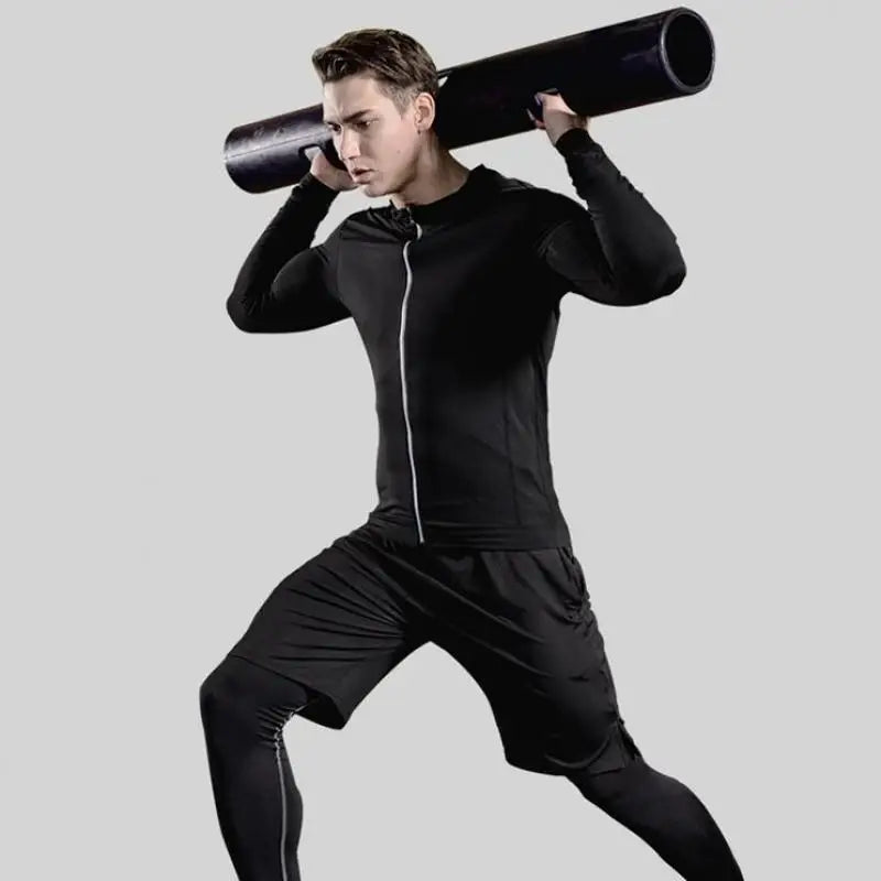 Men's Compression Sportswear Suits Gym Tights Training Clothes Workout Jogging Sports Set Running Tracksuit Quick Dry Plus Size