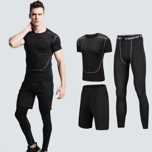 Men's Compression Sportswear Suits Gym Tights Training Clothes Workout Jogging Sports Set Running Tracksuit Quick Dry Plus Size