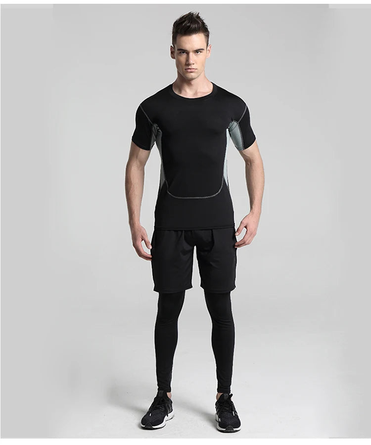 Men's Compression Sportswear Suits Gym Tights Training Clothes Workout Jogging Sports Set Running Tracksuit Quick Dry Plus Size