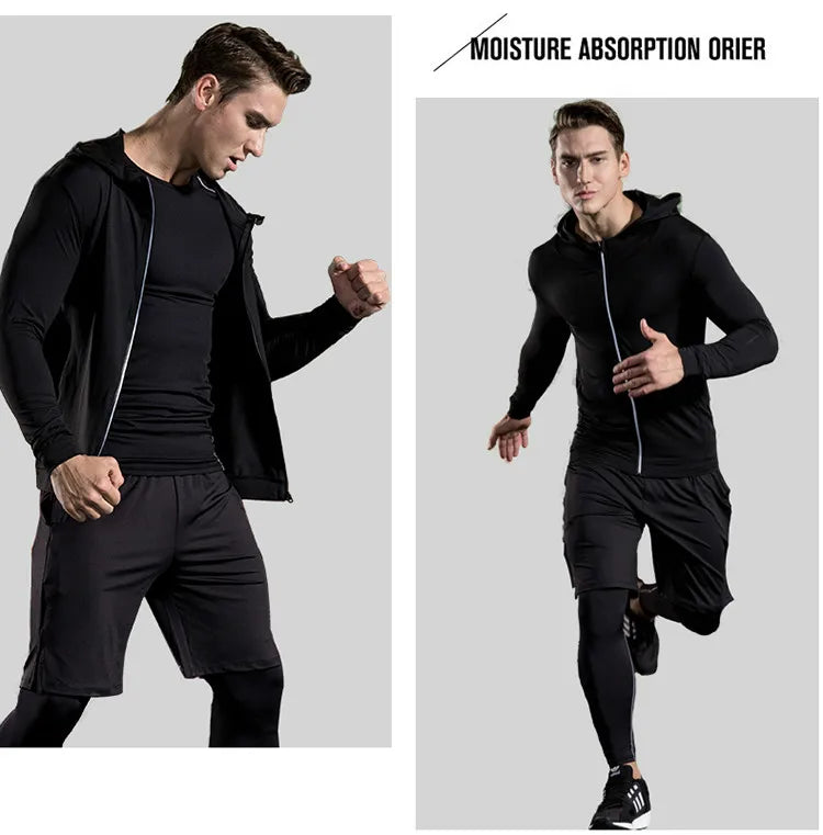 Men's Compression Sportswear Suits Gym Tights Training Clothes Workout Jogging Sports Set Running Tracksuit Quick Dry Plus Size