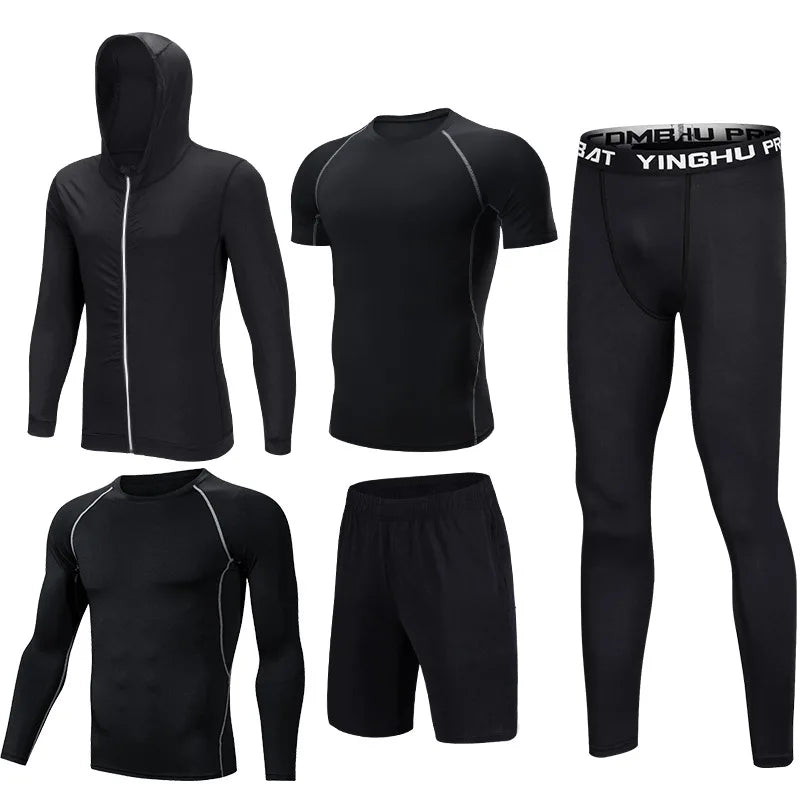 Men's Compression Sportswear Suits Gym Tights Training Clothes Workout Jogging Sports Set Running Tracksuit Quick Dry Plus Size