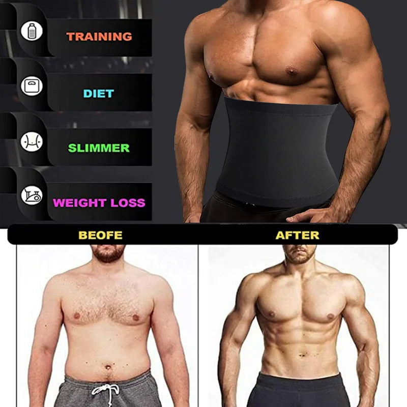 Gaine Ventre Sauna Slimming Belt for Men Fitness Cincher Training Belly Corset Sweat Fat Burning Women Body Shaper Weight Loss