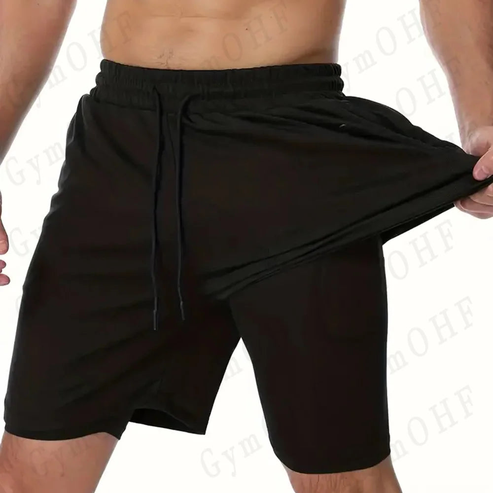 High-Quality Gym 2 in 1 Shorts For Men Quick Dry Breathable Mesh Performance Shorts Sports Fitness Workout Jogging Short Pants