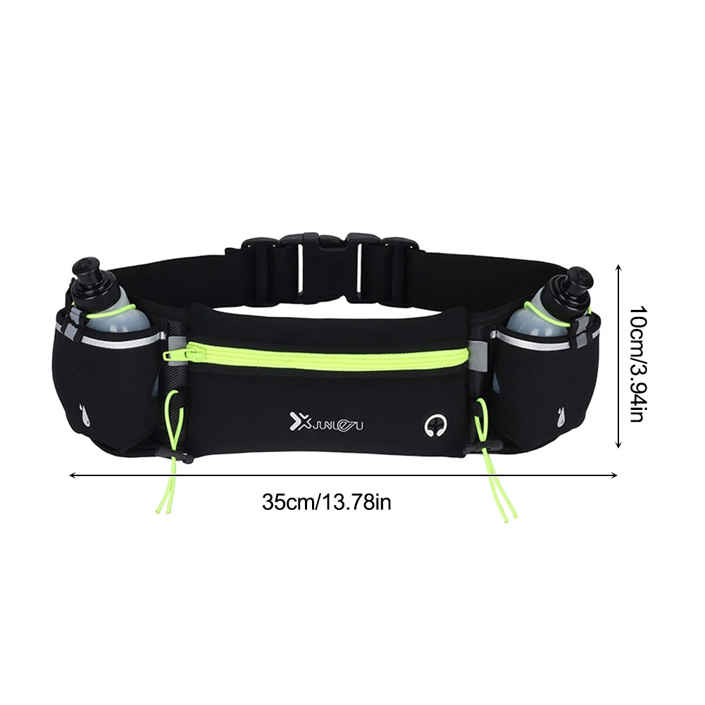 Hydration Running Belt with Bottles Multiple Pockets Water Bottle Holder Adjustable Strap Exercise Waist Pouch for Men and Women