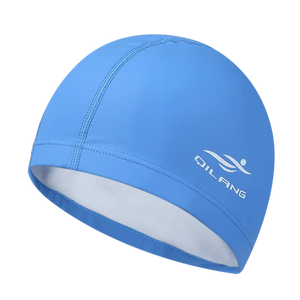 Swim Cap Adult Waterproof PU Unisex Solid Color Pool Diving Cap Long Hair Ear Protection Swim Cap