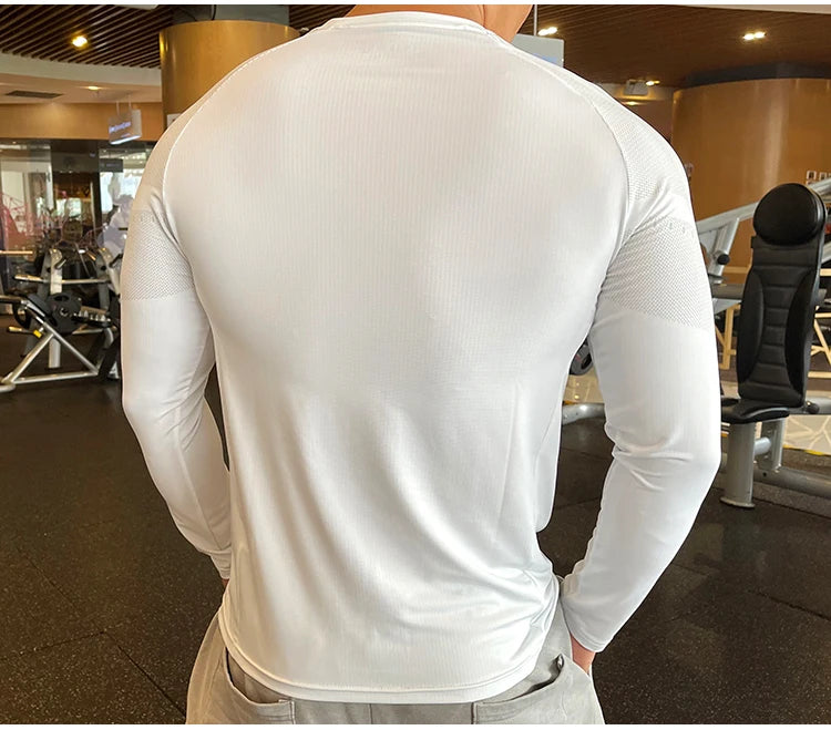 Men Fitness Compression Sport Shirt High Quality Running Long Sleeve Upper Clothing Crew Neck Swearshirt Male Rash Guard Wicking