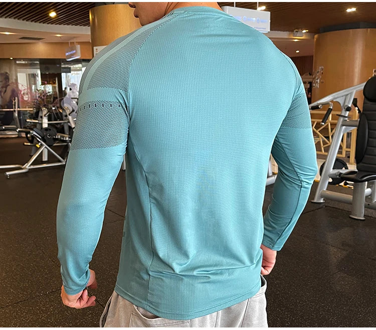 Men Fitness Compression Sport Shirt High Quality Running Long Sleeve Upper Clothing Crew Neck Swearshirt Male Rash Guard Wicking