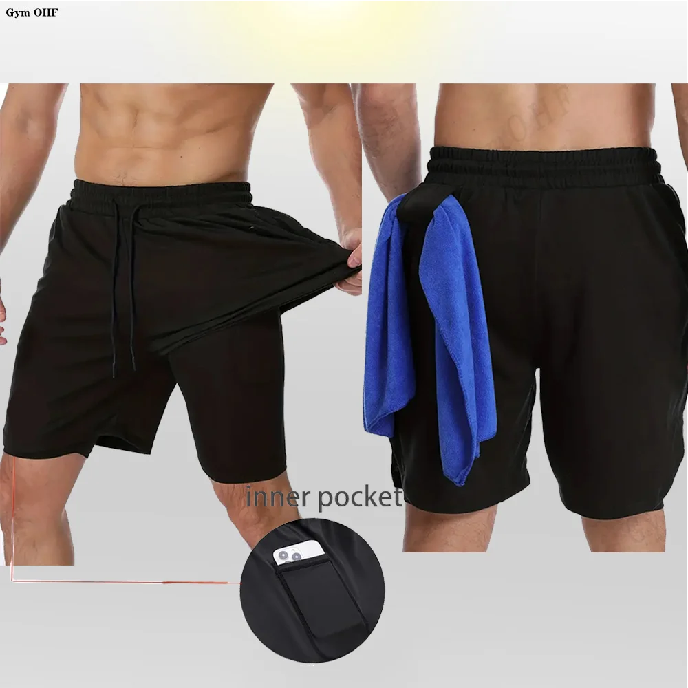 High-Quality Gym 2 in 1 Shorts For Men Quick Dry Breathable Mesh Performance Shorts Sports Fitness Workout Jogging Short Pants