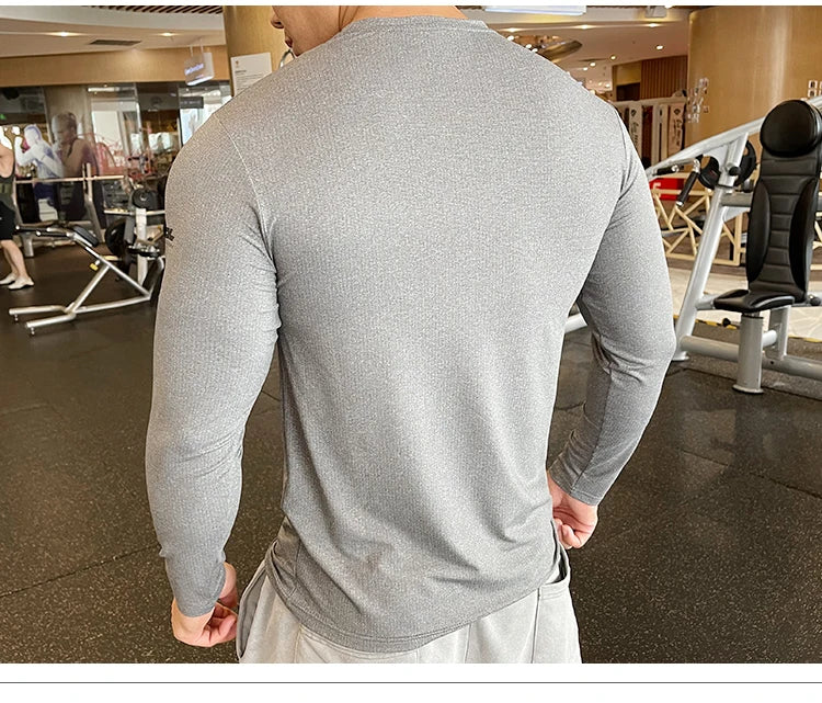 Men Fitness Compression Sport Shirt High Quality Running Long Sleeve Upper Clothing Crew Neck Swearshirt Male Rash Guard Wicking