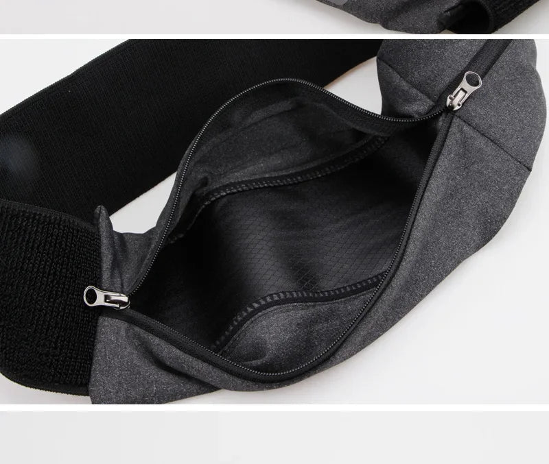 Reflective Elastic Waistband Sport Bag Double Zipper Pocket Running Gym Yoga Waist Belt Pack Phone Waist Wallet Bag