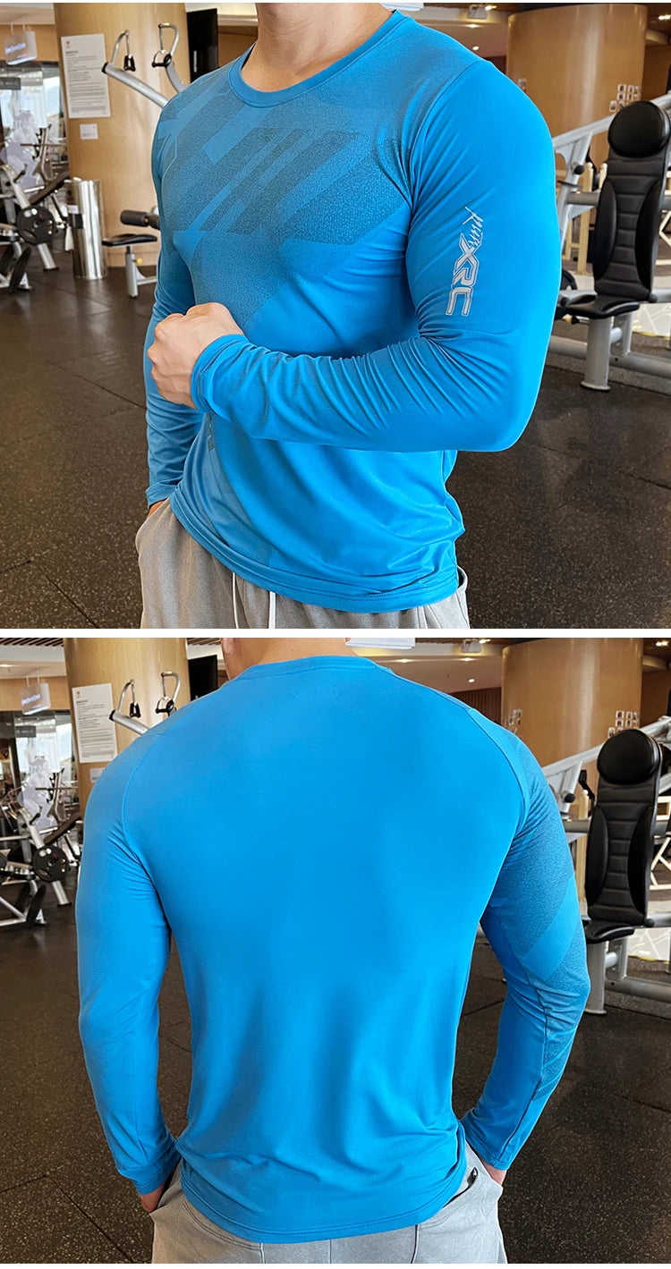 Men Fitness Compression Sport Shirt High Quality Running Long Sleeve Upper Clothing Crew Neck Swearshirt Male Rash Guard Wicking