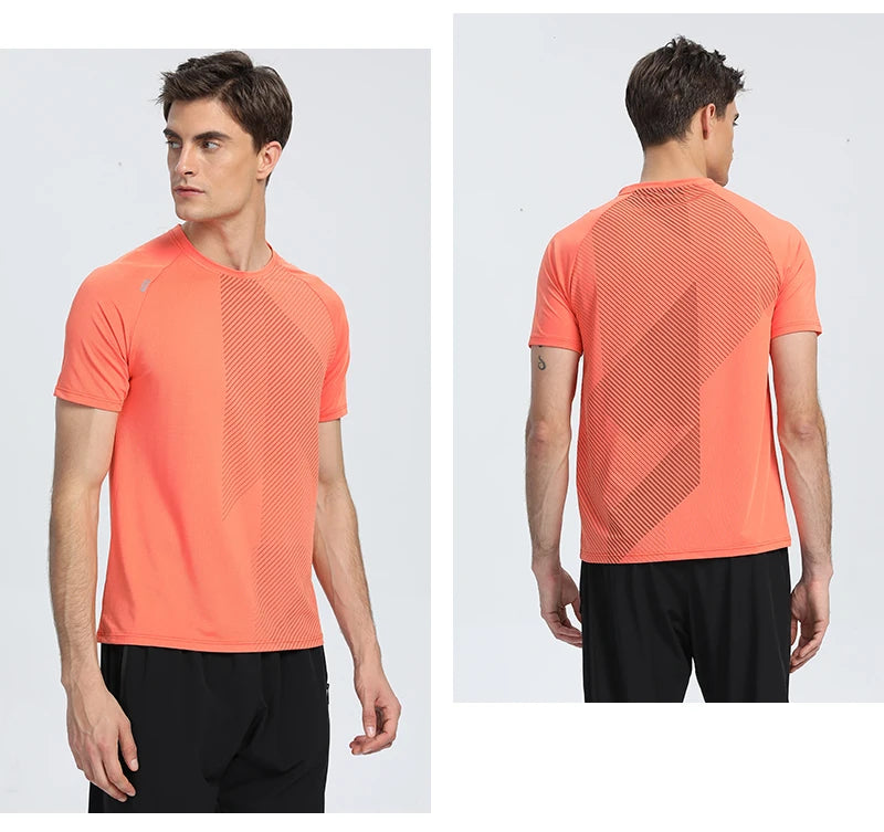 Quick Dry Men Running T-shirt Fitness Sports Top Gym Training Shirt Breathable Jogging Casual Sportswear