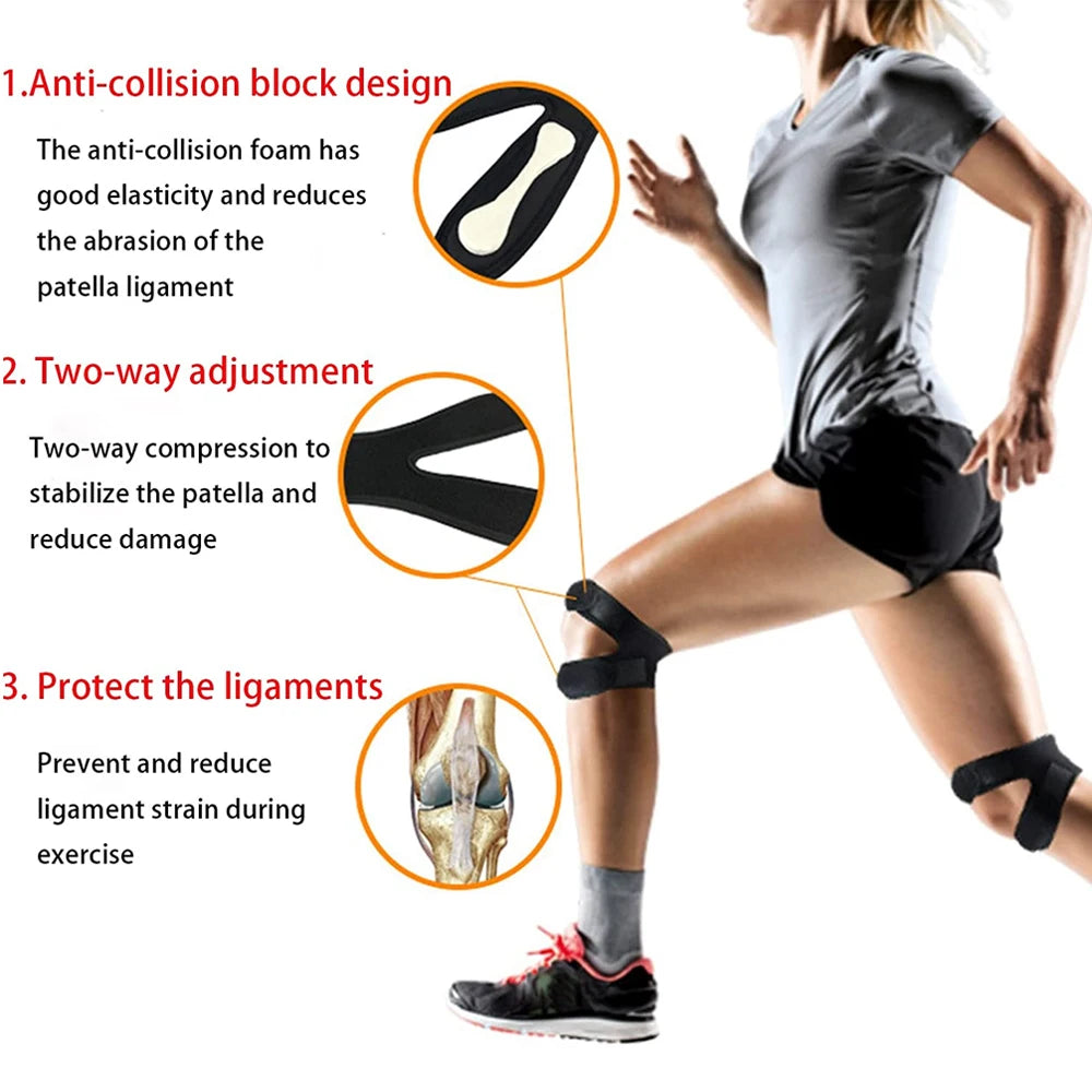 WEUPFLY 1Pcs Patella Knee Strap Adjustable Knee Brace Support for Running, Arthritis, Tennis, Basketball,Knee Pain Relief