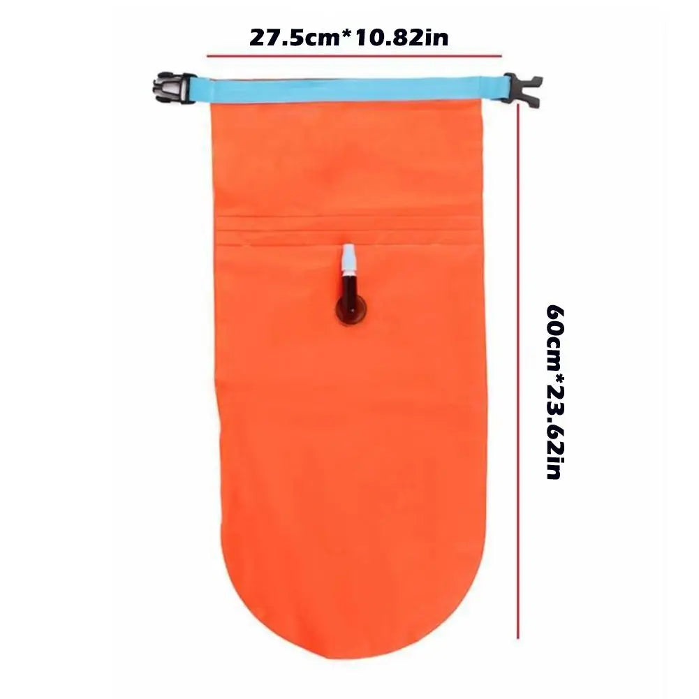 Inflatable Open Swimming Buoy Tow Float Dry Bag Double Air Bag with Waist Belt for Water Sport Swimming Storage Float Tools