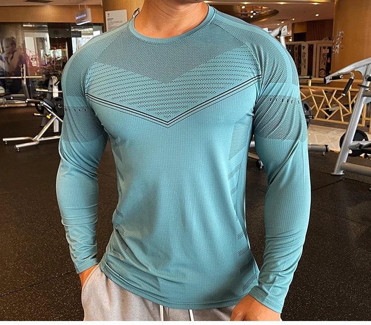 Men Fitness Compression Sport Shirt High Quality Running Long Sleeve Upper Clothing Crew Neck Swearshirt Male Rash Guard Wicking