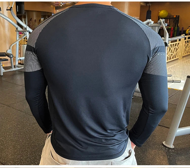 Men Fitness Compression Sport Shirt High Quality Running Long Sleeve Upper Clothing Crew Neck Swearshirt Male Rash Guard Wicking