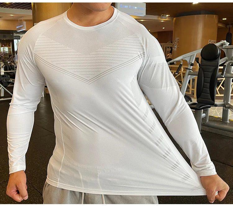 Men Fitness Compression Sport Shirt High Quality Running Long Sleeve Upper Clothing Crew Neck Swearshirt Male Rash Guard Wicking