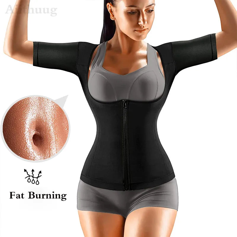 MrifDila Women Weight Loss Corsets Body Shaper Corset Slim Fat Burn Shirt 5 Times Sweating Short Sleeve Polymer Sauna Sweat Suit