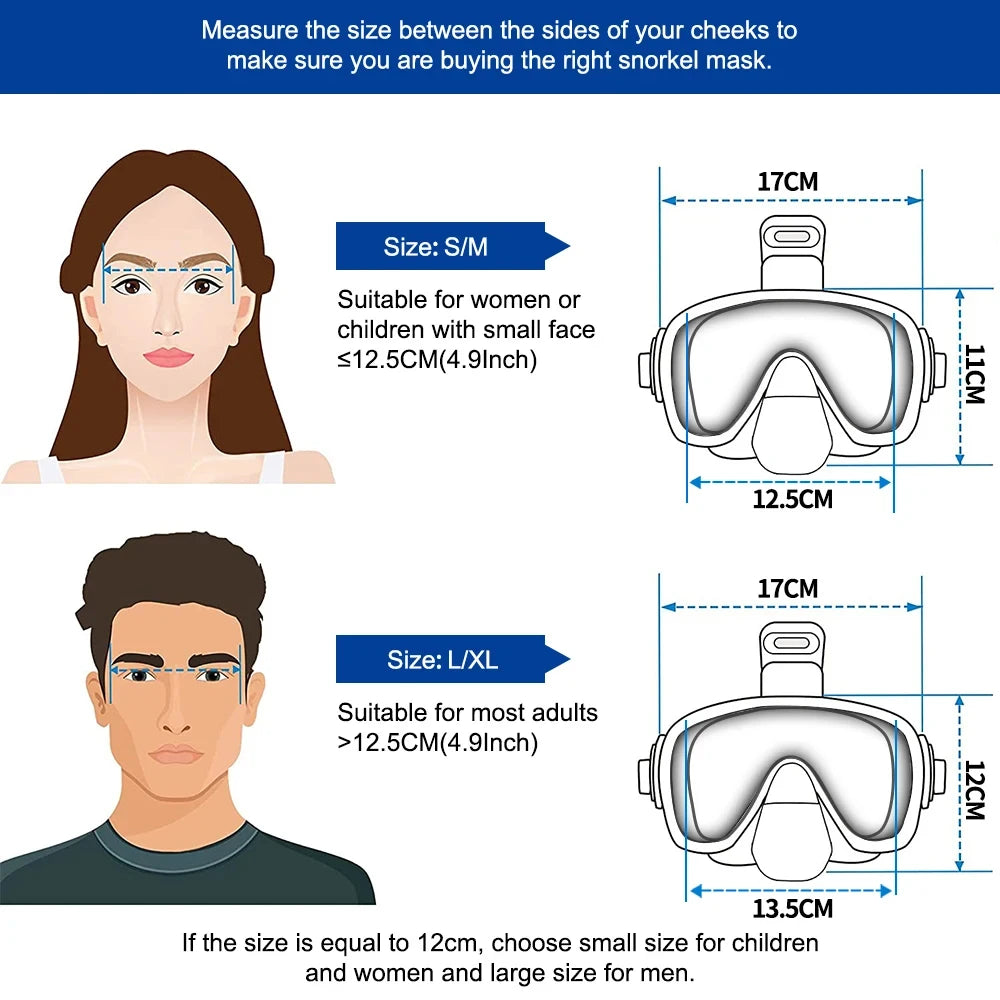 Foldable Anti Fog Snorkeling Mask Set with Fully Dry Top System, Suitable for Free Swimming, Professional Snorkeling Equipment F