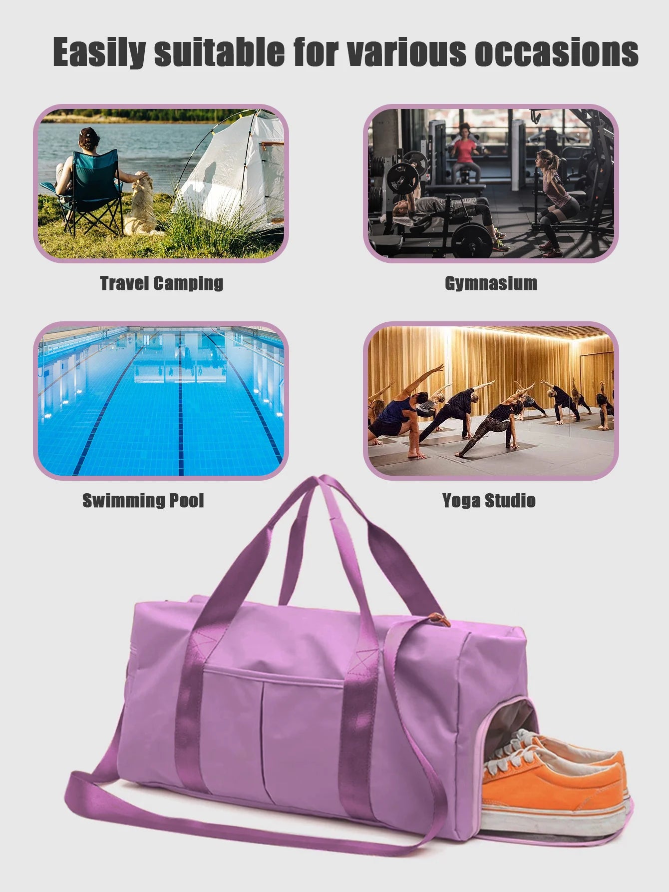 Women Sports Gym Bag Travel Dry Wet Bag Men Handbag Multifunction Swimming Shoulderbag Black Pink