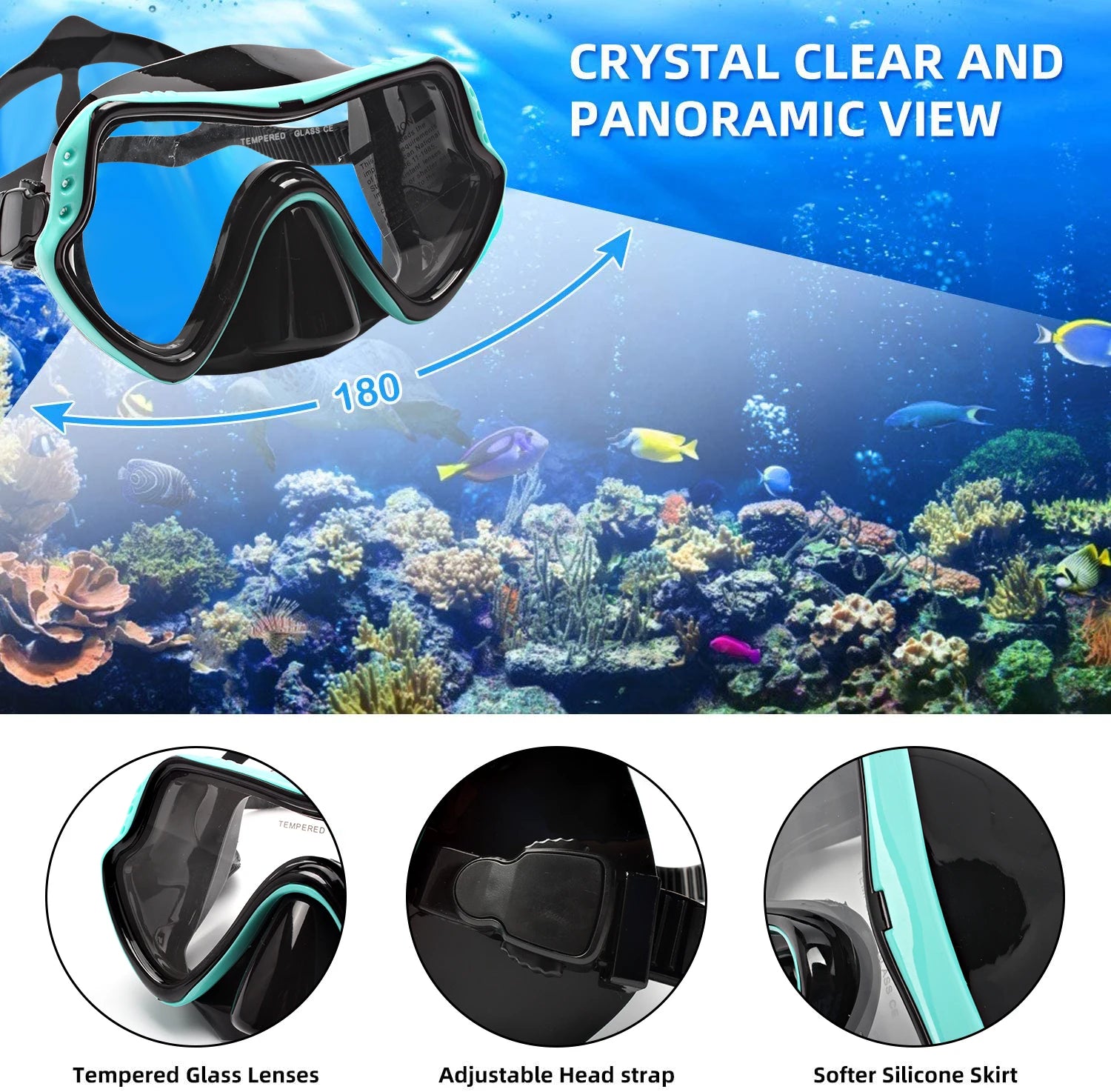 JSJM New Professional Snorkel Diving Mask Snorkels Goggles Glasses Diving Goggles Swimming Tube Set Snorkel Mask Adult Unisex