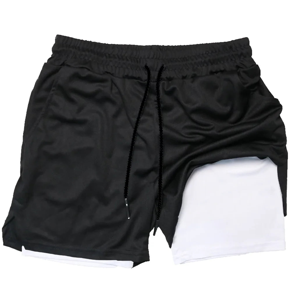 High-Quality Gym 2 in 1 Shorts For Men Quick Dry Breathable Mesh Performance Shorts Sports Fitness Workout Jogging Short Pants