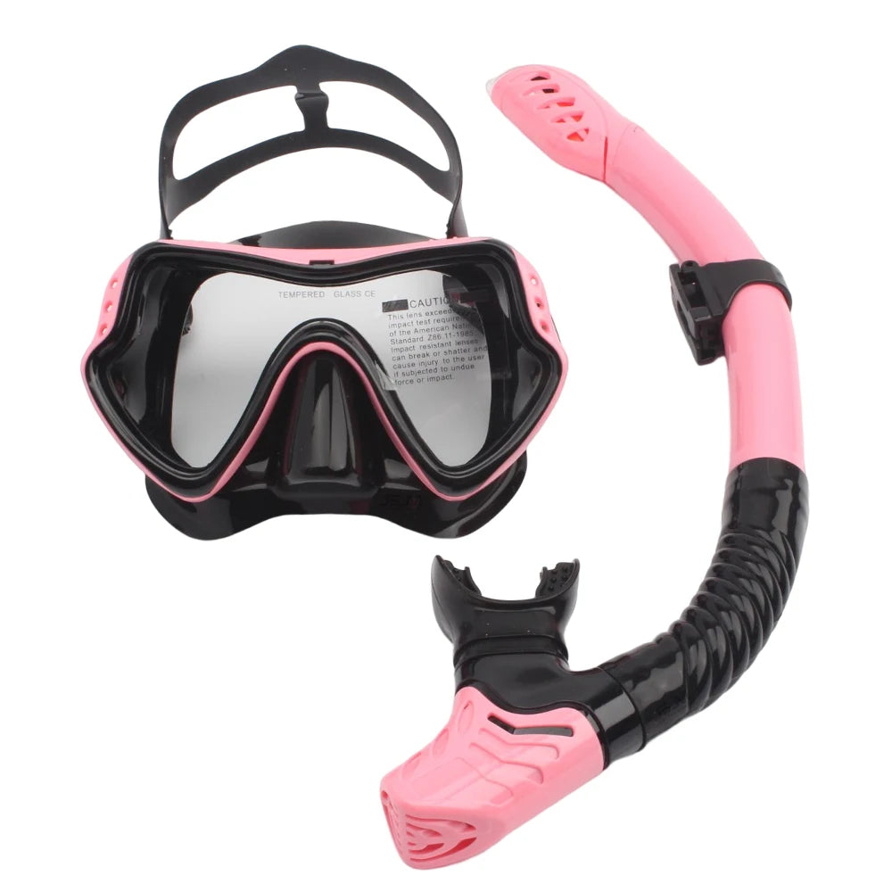 JSJM New Professional Snorkel Diving Mask Snorkels Goggles Glasses Diving Goggles Swimming Tube Set Snorkel Mask Adult Unisex