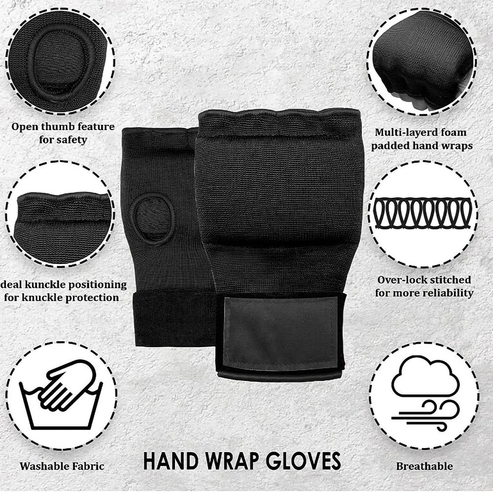 Boxing Hand Wrap Inner Gloves Half Finger Gel Boxing Glove for Muay Thai MMA Kickboxing Martial Arts Punching Speed Bag Training