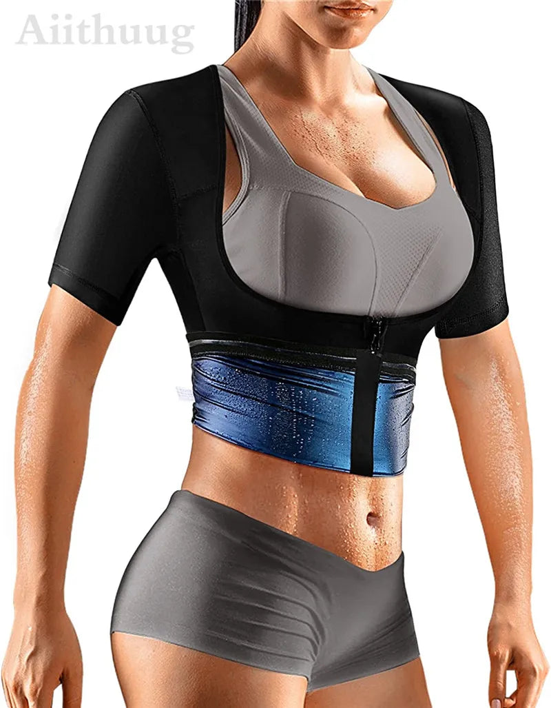 MrifDila Women Weight Loss Corsets Body Shaper Corset Slim Fat Burn Shirt 5 Times Sweating Short Sleeve Polymer Sauna Sweat Suit