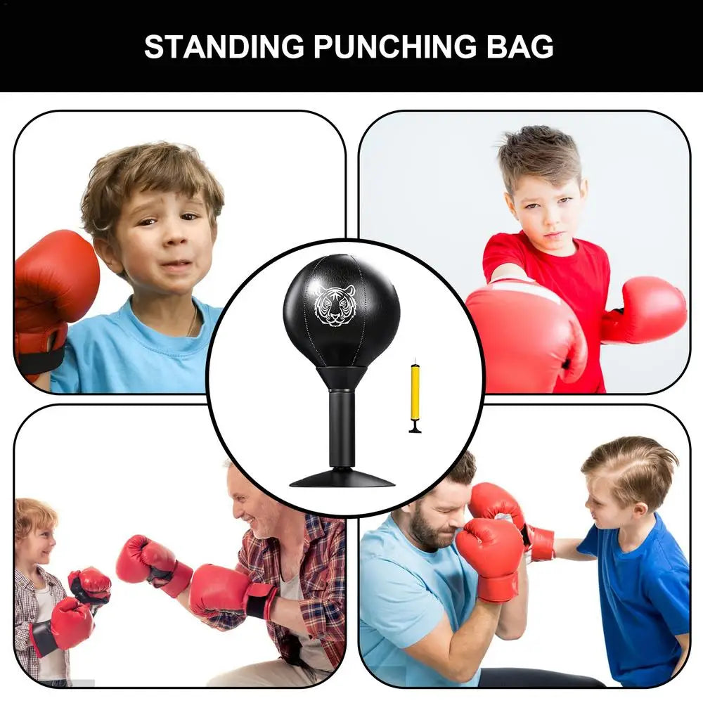 Stress Relief Punching Bag Soft PU Leather Desktop Boxing With Suction Cup Creative Desk Boxing Punch Ball Multifunctional