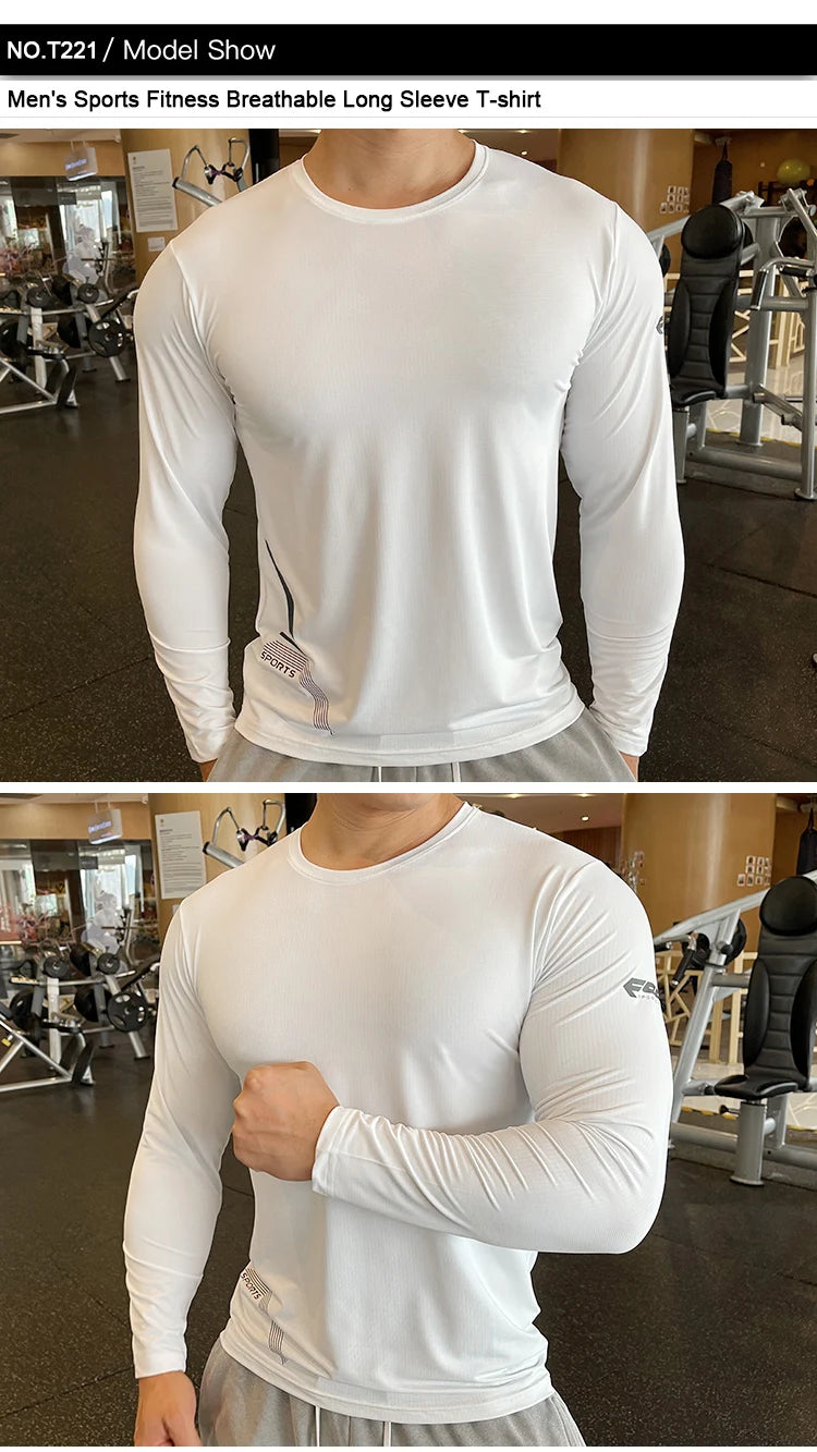 Men Fitness Compression Sport Shirt High Quality Running Long Sleeve Upper Clothing Crew Neck Swearshirt Male Rash Guard Wicking