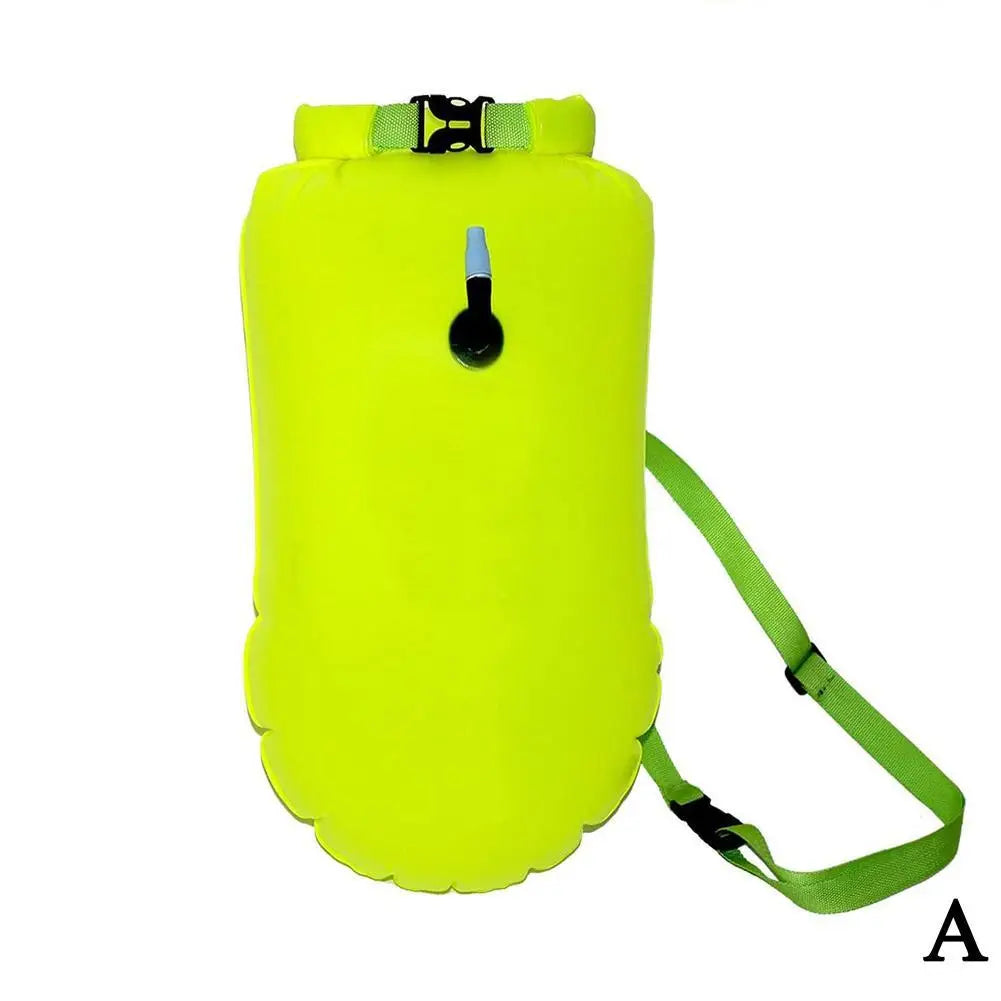 Inflatable Open Swimming Buoy Tow Float Dry Bag Double Air Bag with Waist Belt for Water Sport Swimming Storage Float Tools