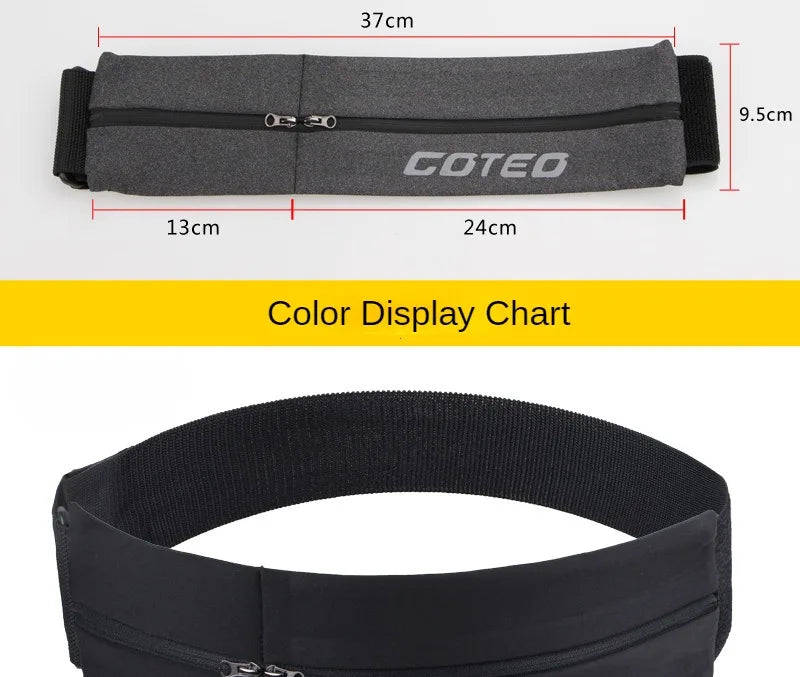 Reflective Elastic Waistband Sport Bag Double Zipper Pocket Running Gym Yoga Waist Belt Pack Phone Waist Wallet Bag