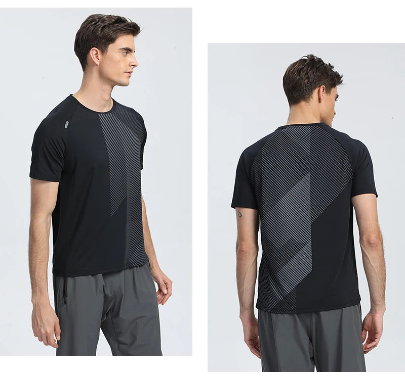 Quick Dry Men Running T-shirt Fitness Sports Top Gym Training Shirt Breathable Jogging Casual Sportswear