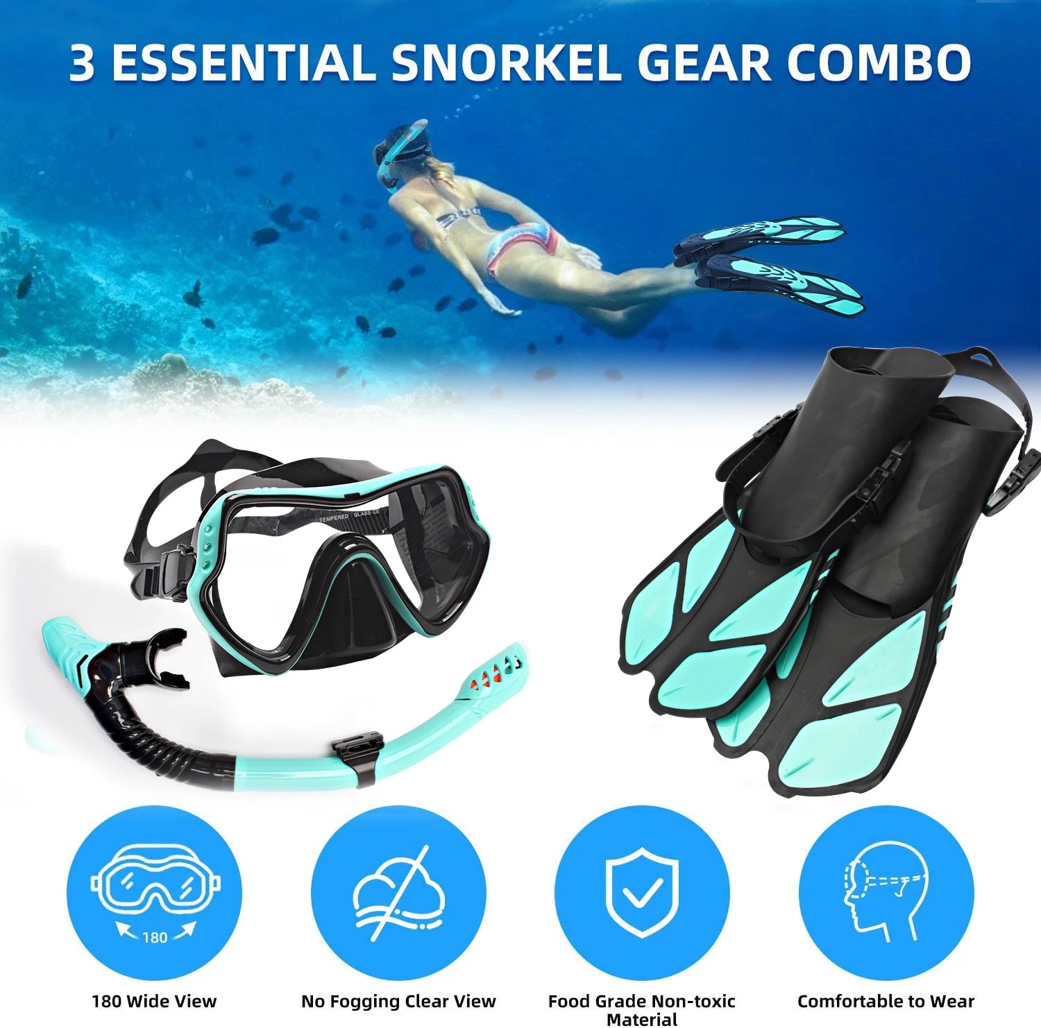 JSJM New Professional Snorkel Diving Mask Snorkels Goggles Glasses Diving Goggles Swimming Tube Set Snorkel Mask Adult Unisex