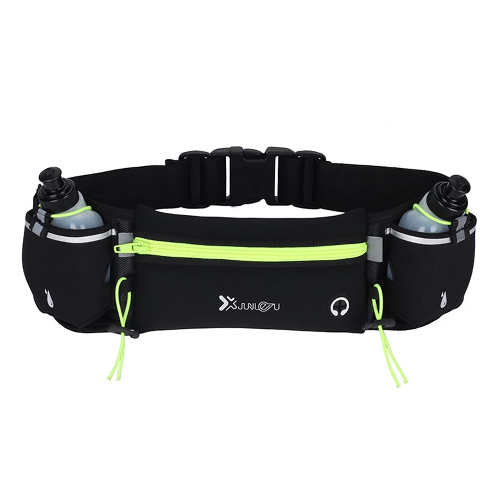 Hydration Running Belt with Bottles Multiple Pockets Water Bottle Holder Adjustable Strap Exercise Waist Pouch for Men and Women