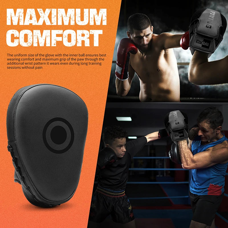 Boxing Pads for Men, Women, & Kids, Leather Focus Mitts for Martial Arts, Boxing Training, Curved Punch Mitts for Karate