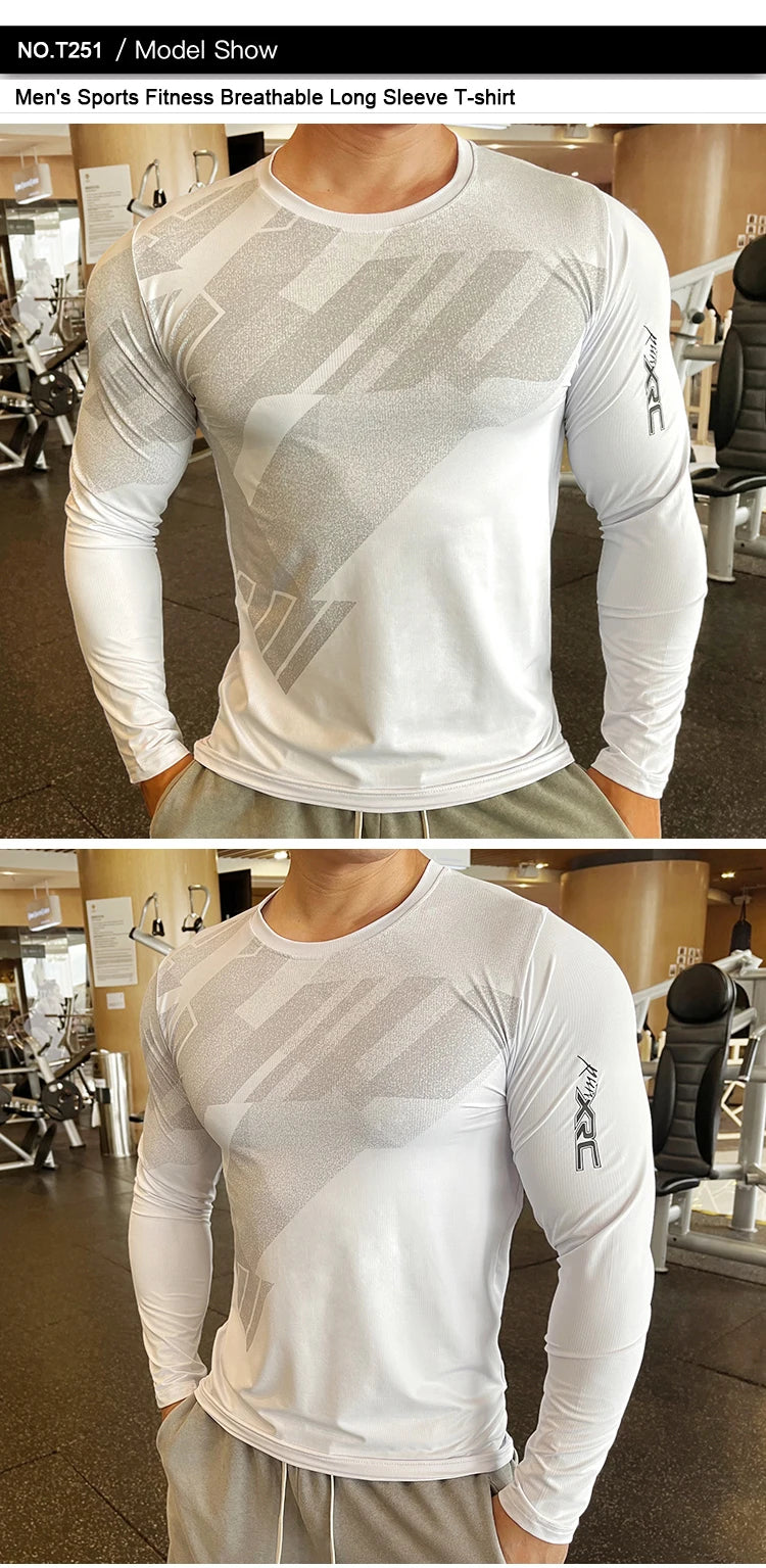 Men Fitness Compression Sport Shirt High Quality Running Long Sleeve Upper Clothing Crew Neck Swearshirt Male Rash Guard Wicking